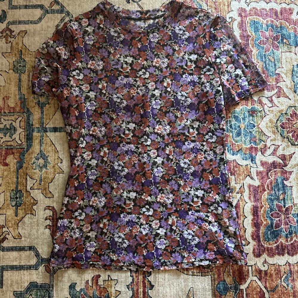 Mesh purple and orange floral